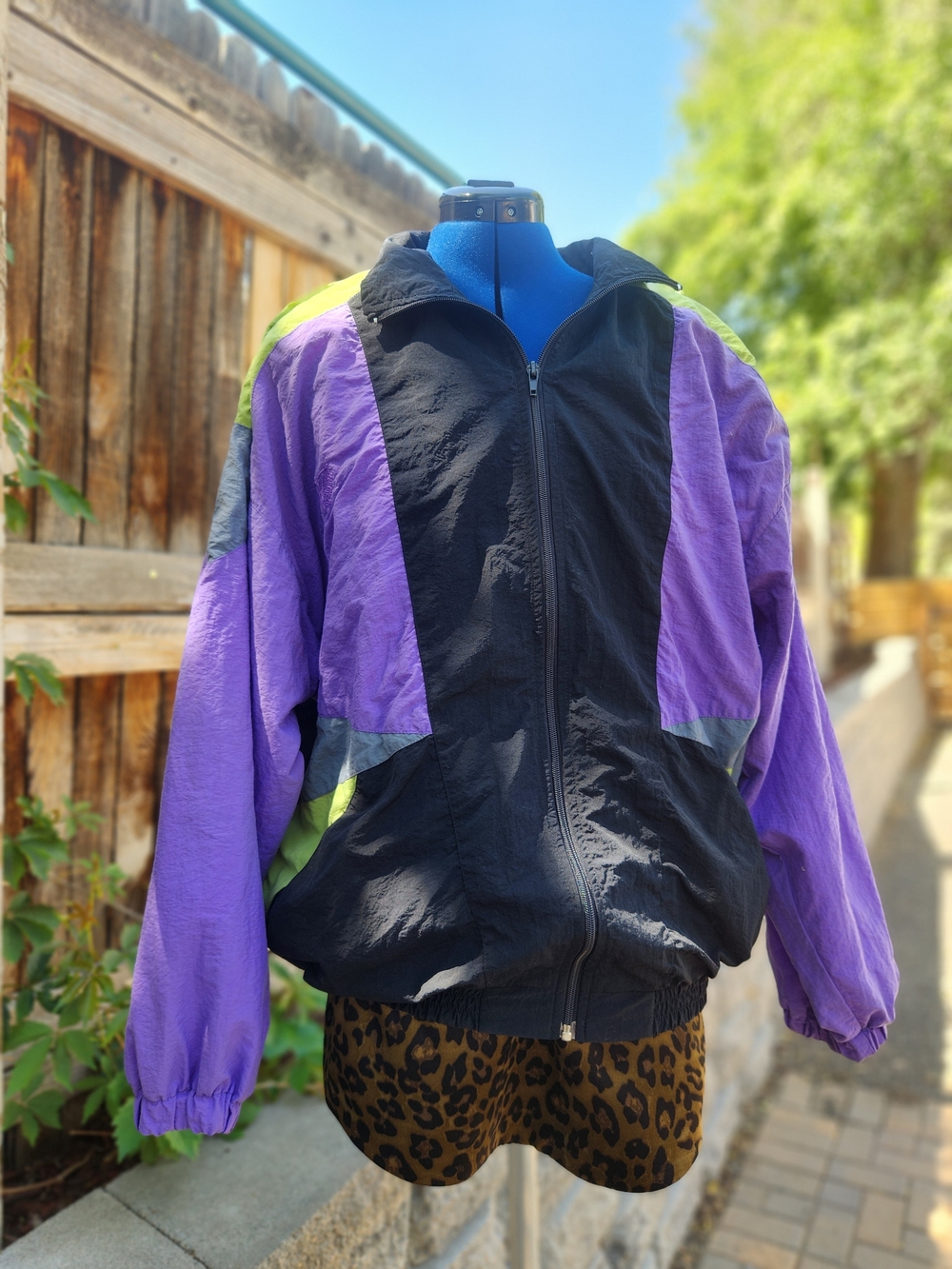 New Line Color Block Windbreaker Jacket Black Purple XL